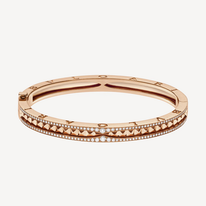 [Love More]ZERO 1 SPIRAL AND PAVED DIAMOND PINK GOLD BRACELET