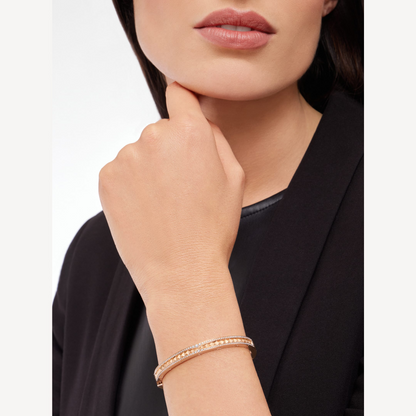 [Love More]ZERO 1 SPIRAL AND PAVED DIAMOND PINK GOLD BRACELET