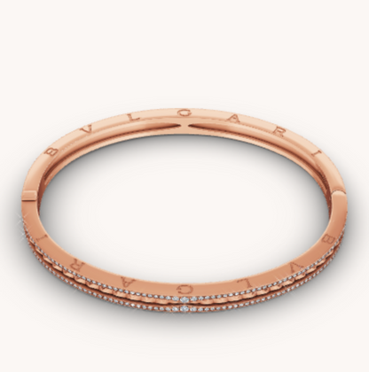 [Love More]ZERO 1 SPIRAL AND PAVED DIAMOND PINK GOLD BRACELET