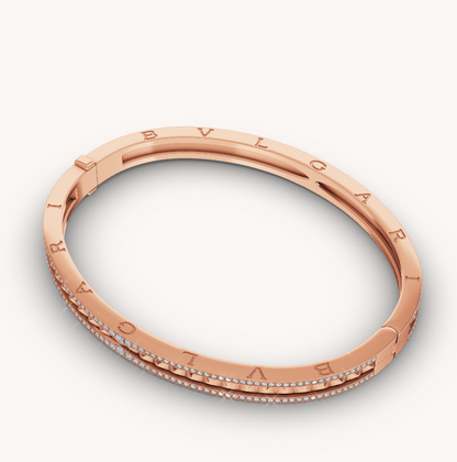 [Love More]ZERO 1 SPIRAL AND PAVED DIAMOND PINK GOLD BRACELET