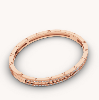 [Love More]ZERO 1 SPIRAL AND PAVED DIAMOND PINK GOLD BRACELET
