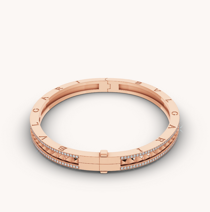 [Love More]ZERO 1 SPIRAL AND PAVED DIAMOND PINK GOLD BRACELET