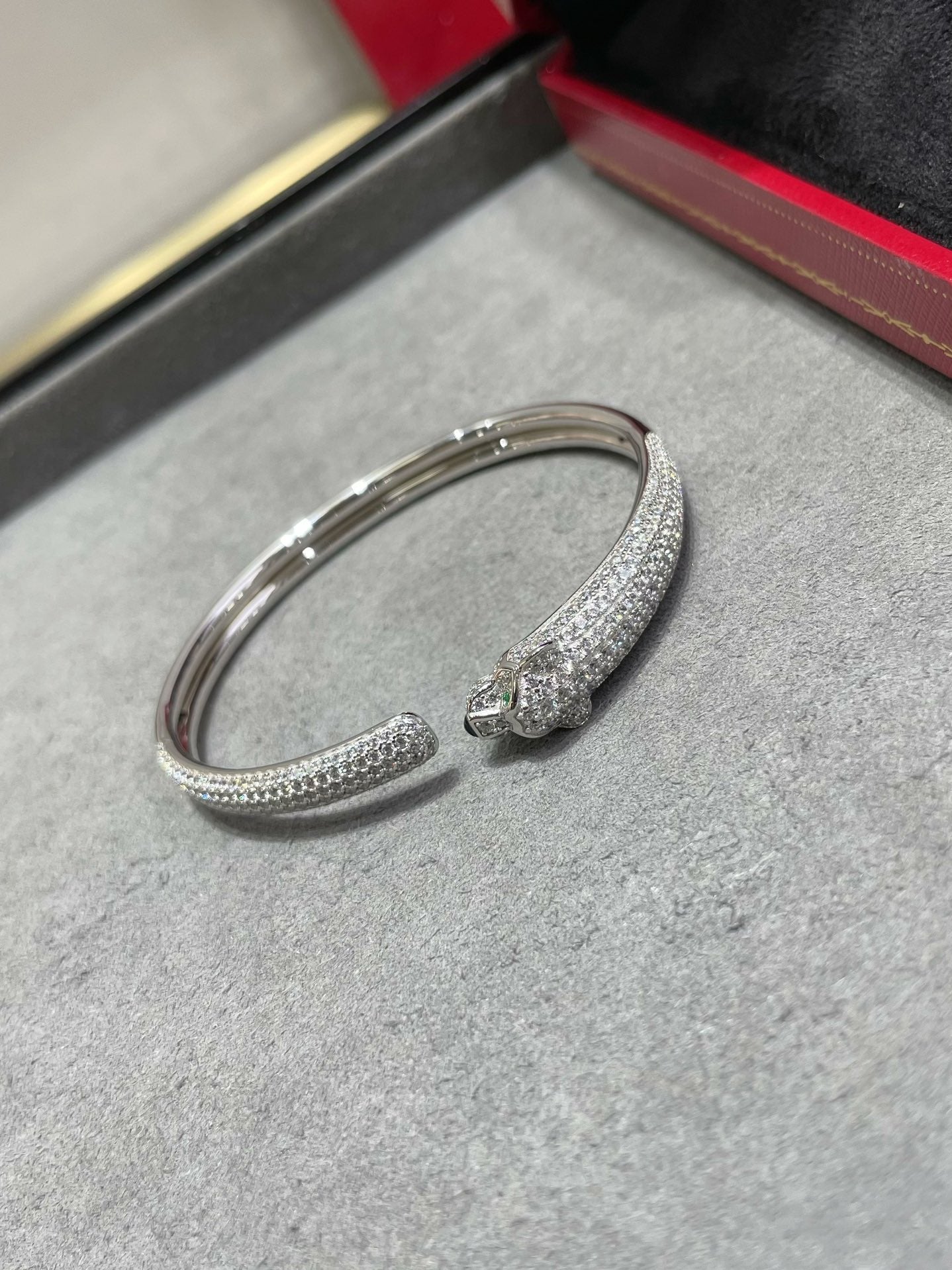 [Love More]PANTHERE FULL DIAMOND OPEN BRACELET