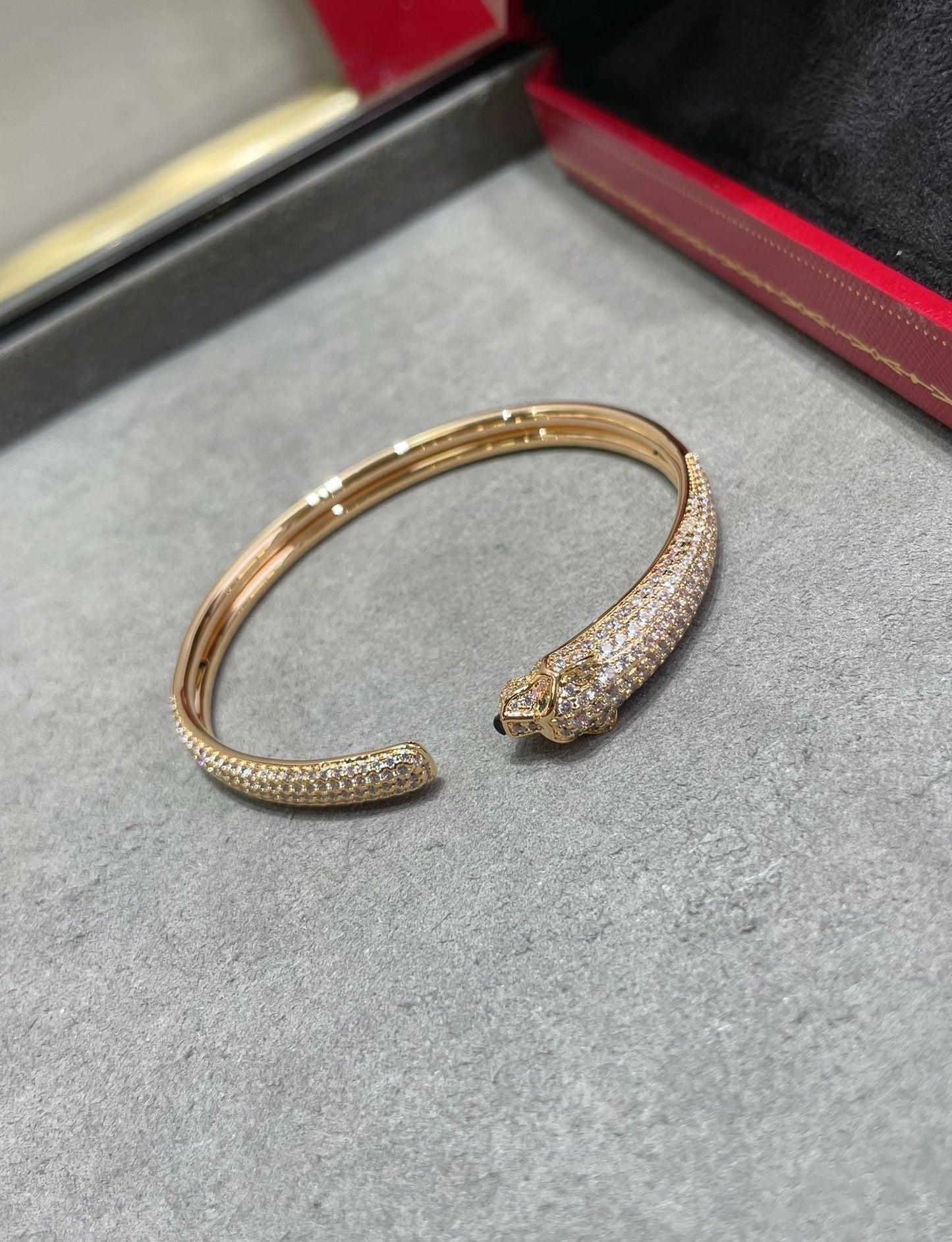 [Love More]PANTHERE FULL DIAMOND OPEN BRACELET