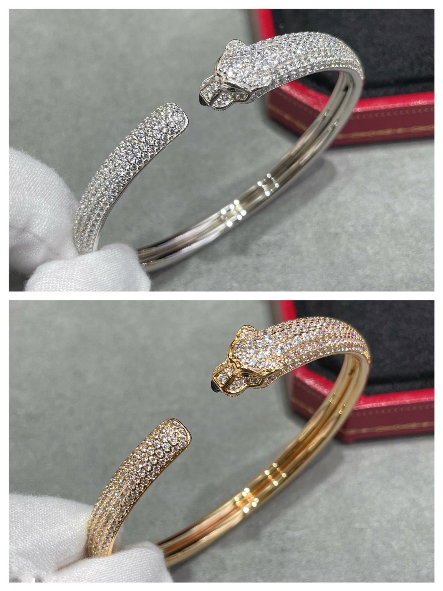 [Love More]PANTHERE FULL DIAMOND OPEN BRACELET