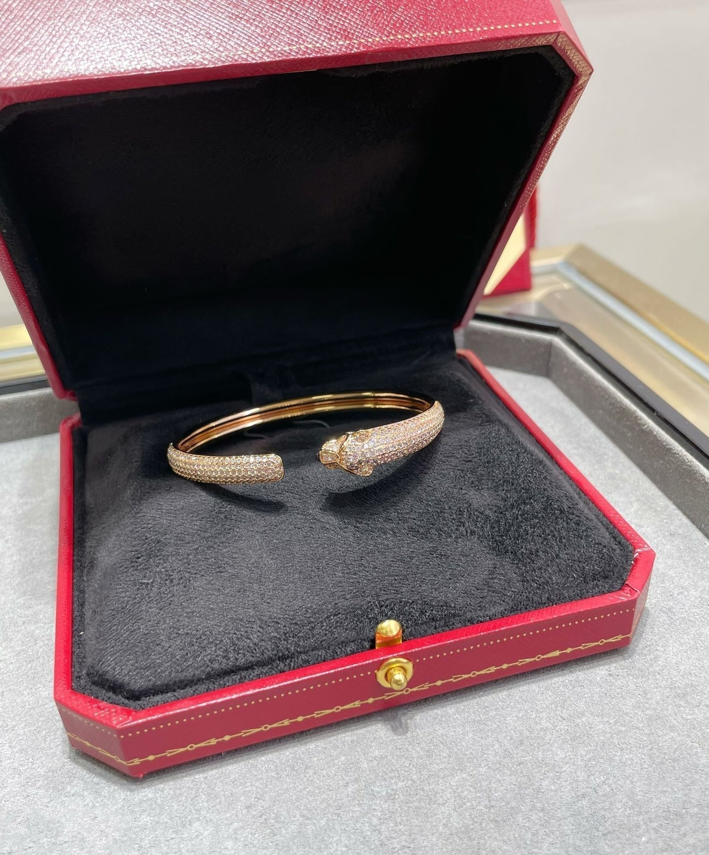 [Love More]PANTHERE FULL DIAMOND OPEN BRACELET