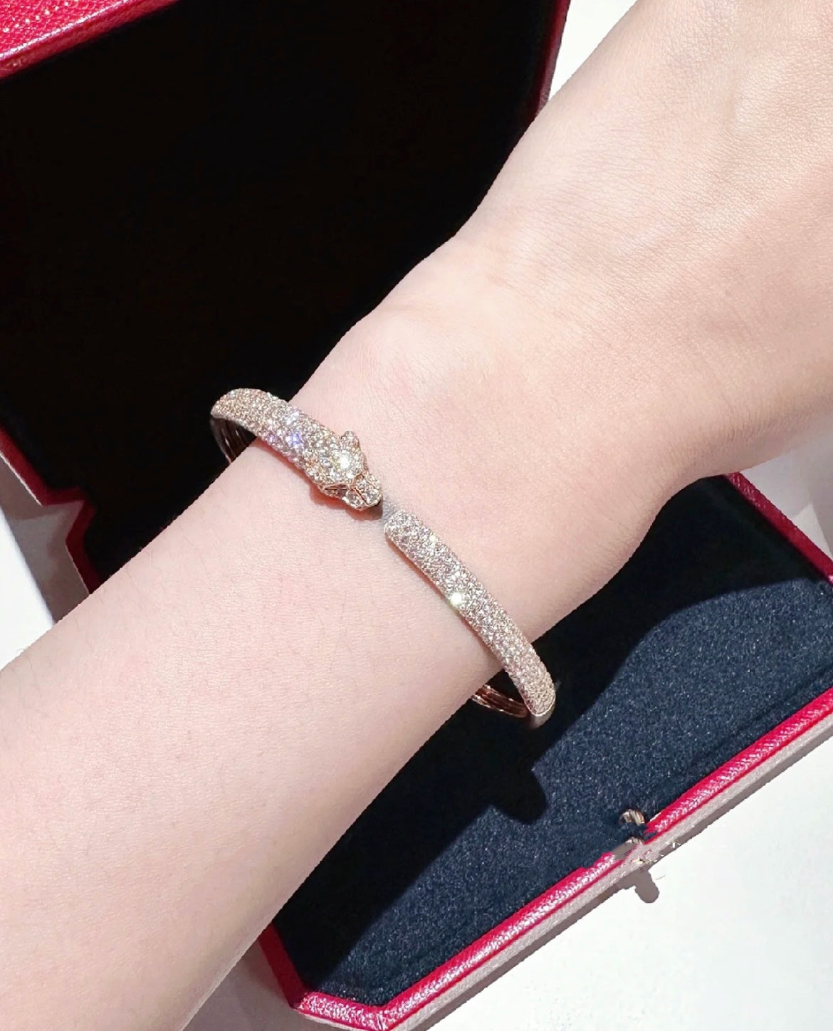 [Love More]PANTHERE FULL DIAMOND OPEN BRACELET